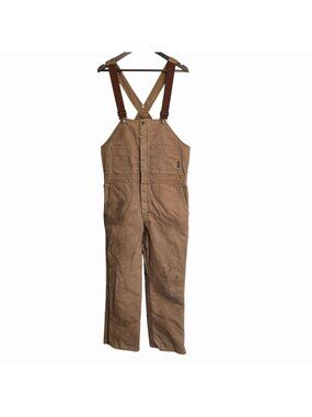 Walls Mens Brown Duck Canvas Insulated Overalls Workwear Medium